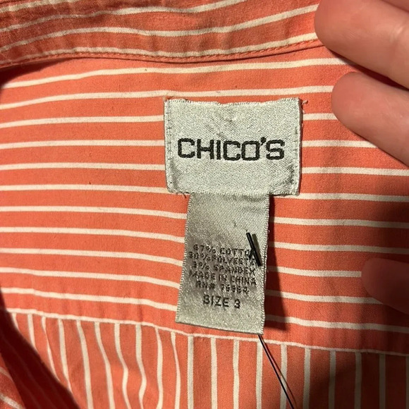 Orange and White Striped Chico's Button Up - Picture 4 of 4